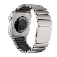 Premium Stainless Steel / Siliconen band - Titanium met zwart - Geschikt voor Apple Watch 44mm / 45mm&nbsp;/ 46mm / 49mm
