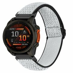 Elastische Solo Loop nylon bandje - Wit met zwart - Garmin Fenix 8 / 8 Pro - 51mm