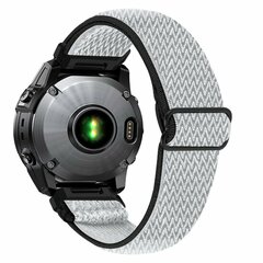 Elastische Solo Loop nylon bandje - Wit met zwart - Garmin Tactix 8 - 51mm