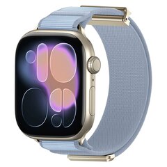 Magnetische nylon bandje - Lichtblauw - Geschikt voor Apple Watch 44mm / 45mm / 46mm / 49mm