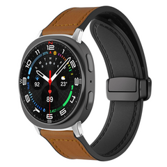 Leer + siliconen bandje - Bruin - Samsung Galaxy Watch 9 - 40mm / 44mm