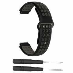 Siliconen sportbandje - Zwart + grijs - Garmin Approach S20