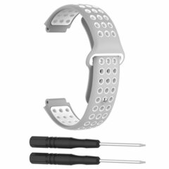 Siliconen sportbandje - Grijs + wit - Garmin Approach S20