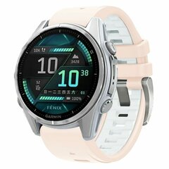 Siliconen bandje - Zalmroze met wit - Garmin Fenix 9 / 9 pro - 43mm