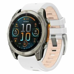 Siliconen bandje - Wit met zalmroze - Garmin Fenix 9 / 9 pro - 43mm