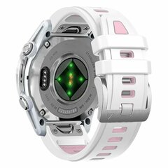 Siliconen bandje - Wit met roze - Garmin Fenix 9 / 9 pro - 43mm