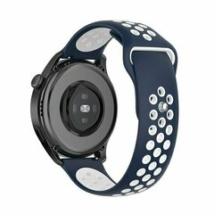 Sport Edition siliconen band - Donkerblauw + wit - Huawei Watch GT 6 / GT 7 / GT 6 pro / GT 7 pro - 46mm