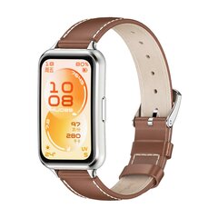 Leren bandje - Bruin (zilveren connector) - Huawei Band 11 / 11 pro