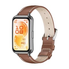Leren bandje - Bruin (zwarte connector) - Huawei Band 11 / 11 pro