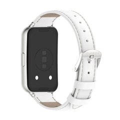Leren bandje - Wit (zilveren connector) - Huawei Band 11 / 11 pro