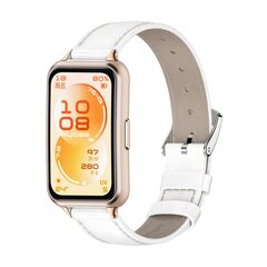 Leren bandje - Wit (ros&eacute; connector) - Huawei Band 11 / 11 pro
