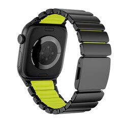Premium Stainless Steel / Siliconen band - Zwart met groen - Geschikt voor Apple Watch 44mm / 45mm&nbsp;/ 46mm / 49mm