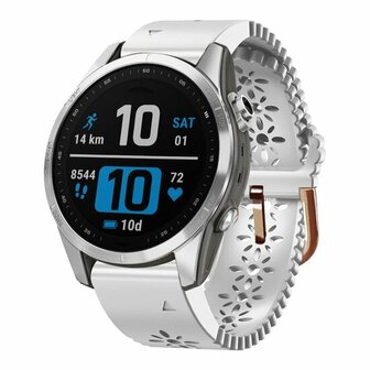 Flower siliconen bandje - Wit - Garmin Fenix 8 - 43mm