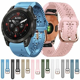 Flower siliconen bandje - Wit - Garmin Fenix 8 - 43mm