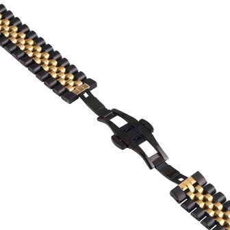 Stalen band - Zwart met goud - Garmin Forerunner 970 / 570 (47mm) / 255