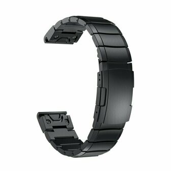Stainless steel schakelband - Zwart - Garmin Quatix 8 - 47mm