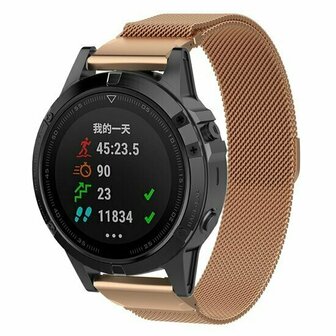 Milanese bandje - Ros&eacute; goud - Garmin Quatix 8 - 47mm