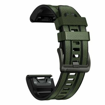 leer + siliconen bandje - Groen - Garmin Quatix 8 - 47mm