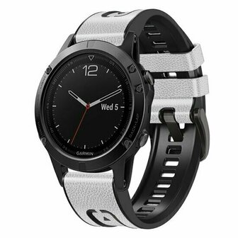 leer + siliconen bandje - Wit - Garmin Quatix 8 - 47mm