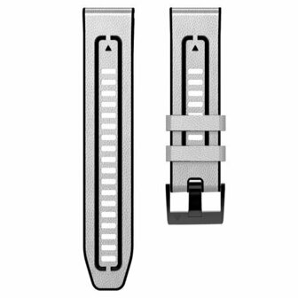 leer + siliconen bandje - Wit - Garmin Quatix 8 - 47mm