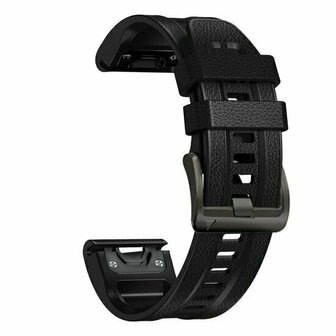 leer + siliconen bandje - Zwart - Garmin Quatix 8 - 47mm