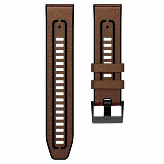 leer + siliconen bandje - Bruin - Garmin Quatix 8 - 47mm