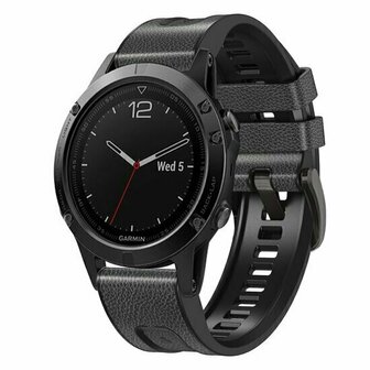 leer + siliconen bandje - Donkergrijs - Garmin Quatix 8 - 47mm