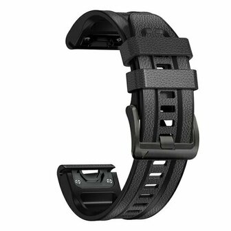 leer + siliconen bandje - Donkergrijs - Garmin Quatix 8 - 47mm