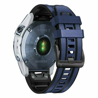 leer + siliconen bandje - Blauw - Garmin Quatix 8 - 47mm