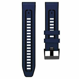 leer + siliconen bandje - Blauw - Garmin Quatix 8 - 47mm