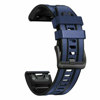leer + siliconen bandje - Blauw - Garmin Quatix 8 - 47mm