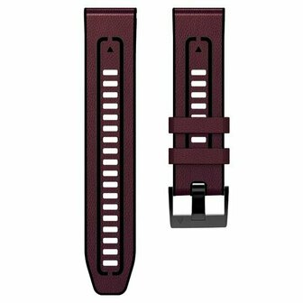 leer + siliconen bandje - Bordeaux - Garmin Quatix 8 - 47mm