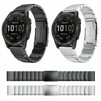 Stainless steel schakelband - Zwart - Garmin Quatix 8 - 51mm