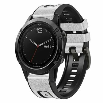 leer + siliconen bandje - Wit - Garmin Quatix 8 - 51mm