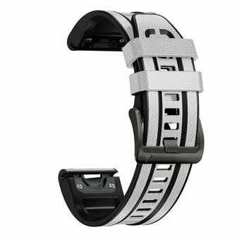 leer + siliconen bandje - Wit - Garmin Quatix 8 - 51mm
