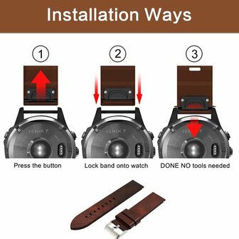 Leren bandje - Bruin - Garmin Quatix 8 - 51mm