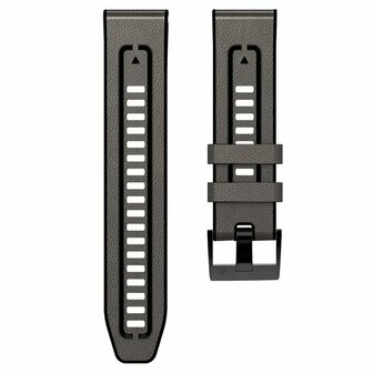 leer + siliconen bandje - Grijs - Garmin Quatix 8 - 51mm