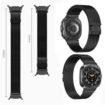 Milanese band met parachute sluiting - Zwart - Samsung Galaxy Watch 8 - 40mm / 44mm