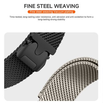 Milanese band met parachute sluiting - Zwart - Samsung Galaxy Watch 8 - 40mm / 44mm
