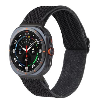 Elastische solo loop nylon bandje - Zwart - Samsung Galaxy Watch 8 - 40mm / 44mm