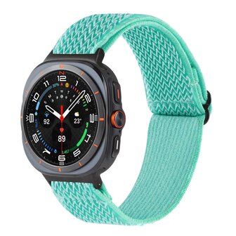 Elastische solo loop nylon bandje - Turquoise - Samsung Galaxy Watch 8 - 40mm / 44mm