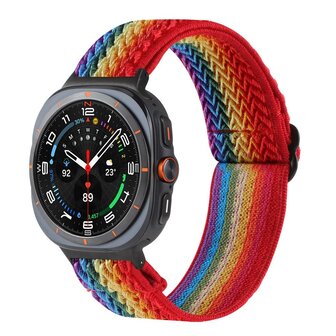 Elastische solo loop nylon bandje - Regenboog - Samsung Galaxy Watch 8 - 40mm / 44mm