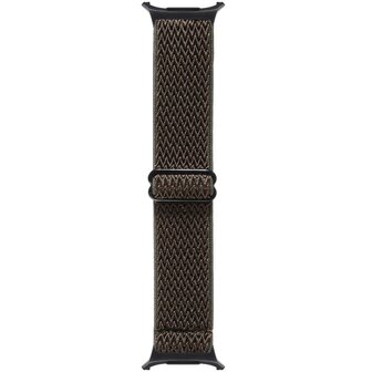 Elastische solo loop nylon bandje - Bruin met donkergroen - Samsung Galaxy Watch 8 - 40mm / 44mm