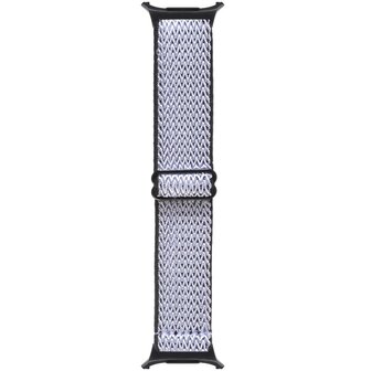Elastische solo loop nylon bandje - Wit met zwart - Samsung Galaxy Watch 8 - 40mm / 44mm