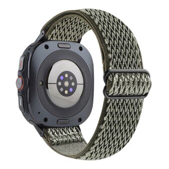 Elastische solo loop nylon bandje - Donkergroen - Samsung Galaxy Watch 8 - 40mm / 44mm