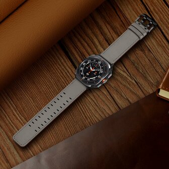 Leren band met twin gesp - Grijs - Samsung Galaxy Watch 8 - 40mm / 44mm