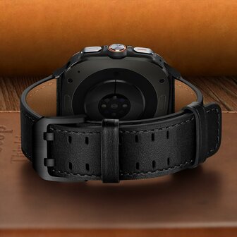 Leren band met twin gesp - Zwart - Samsung Galaxy Watch 8 - 40mm / 44mm