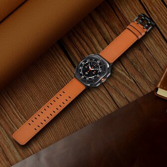 Leren band met twin gesp - Lichtbruin - Samsung Galaxy Watch 8 - 40mm / 44mm