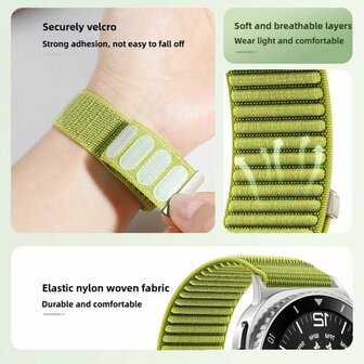 Nylon ribbelbandje - Donkerpaars - Samsung Galaxy Watch 8 Classic - 46mm