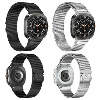 Milanese band met parachute sluiting - Zilver - Samsung Galaxy Watch 8 Classic - 46mm